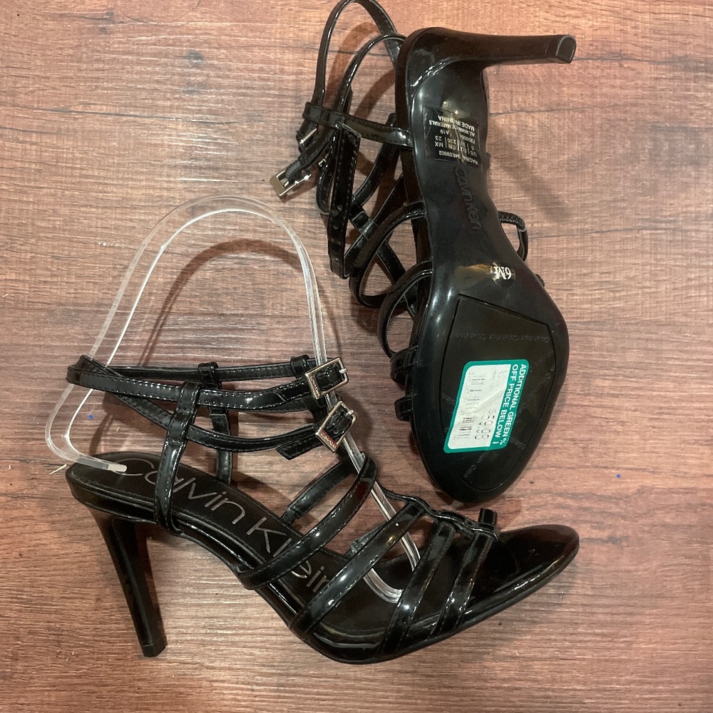 1 WEEK FINAL NEW LAST CHANCE CALVIN KLEIN Black Double Ankle Strap Sandals